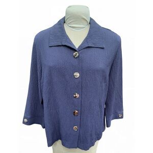 Appleseed’s Women’s Button Front Blouse Sz. XL 3/4 Sleeves Boxy Lightweight